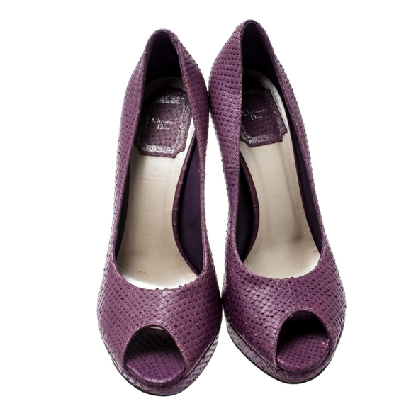 Christian Dior | Purple | Snakeskin Peep H… - Picture 1 of 12